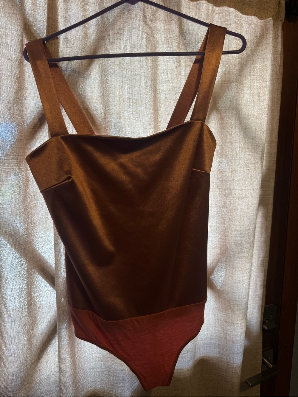 Lulu's Chocolate Satin Tank Strap Bodysuit